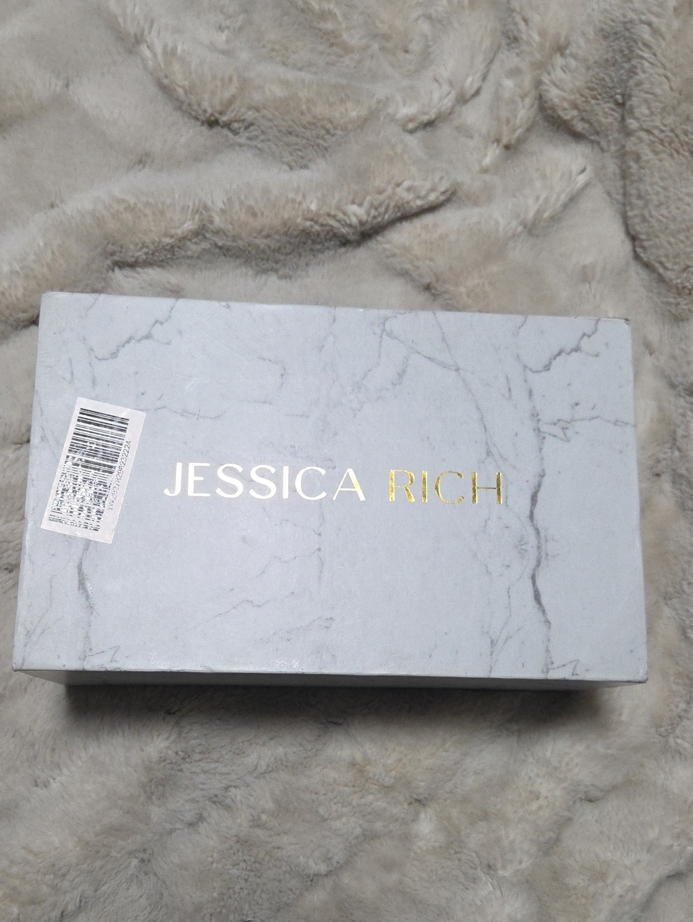 Jessica White Marble Shoe Box with Gold Logo